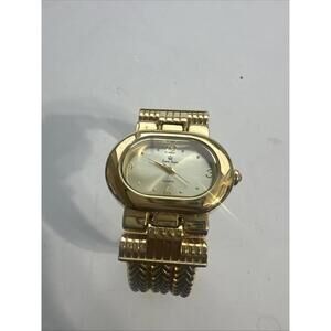 Premier Designs Cuff Band Women's Watch 6" Gold Dial Gold Bracelet New Battery